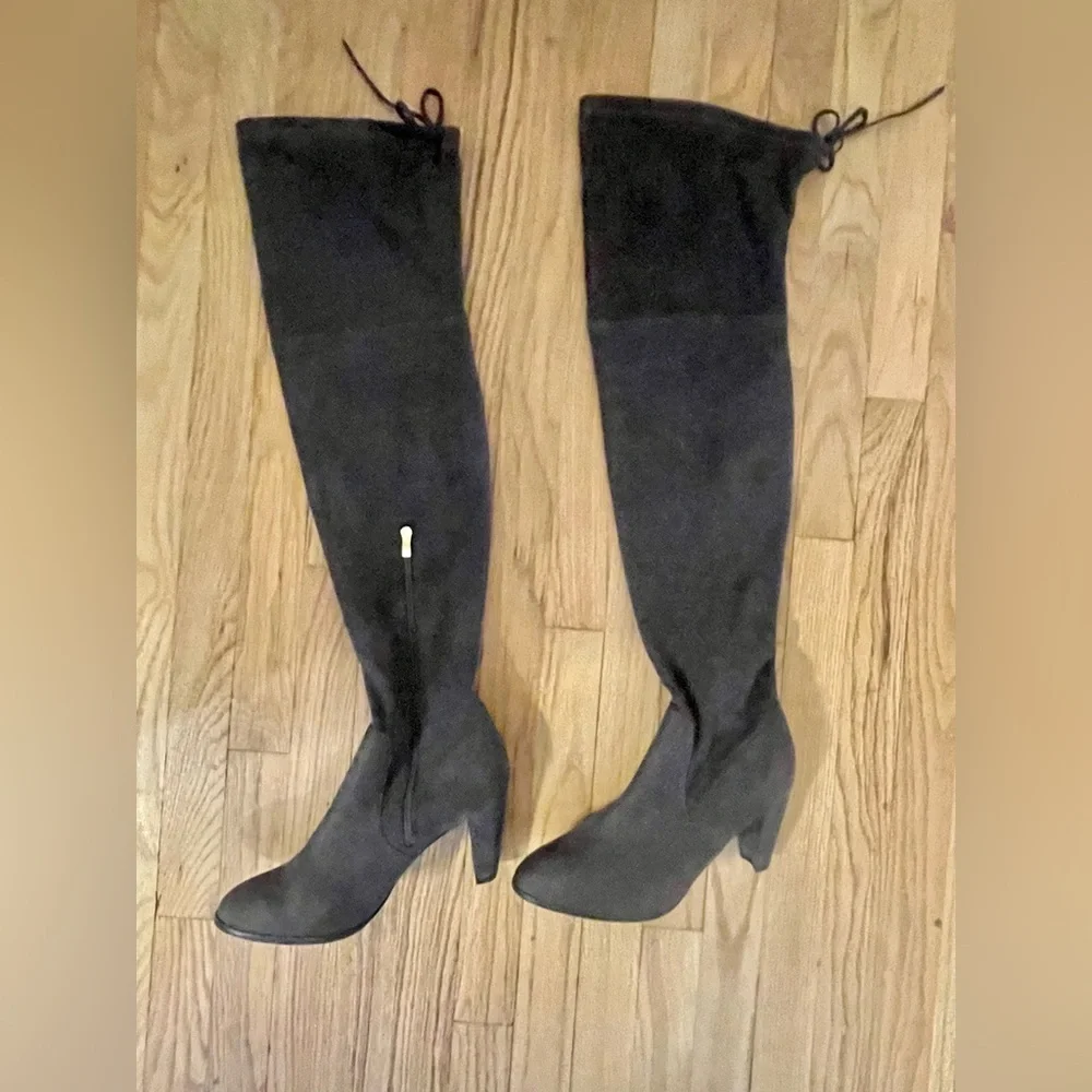 Catherine Malandrio Soft Brown Velvet Heel Boots, Knee Length Womens Size 10 - Picture 2 of 5